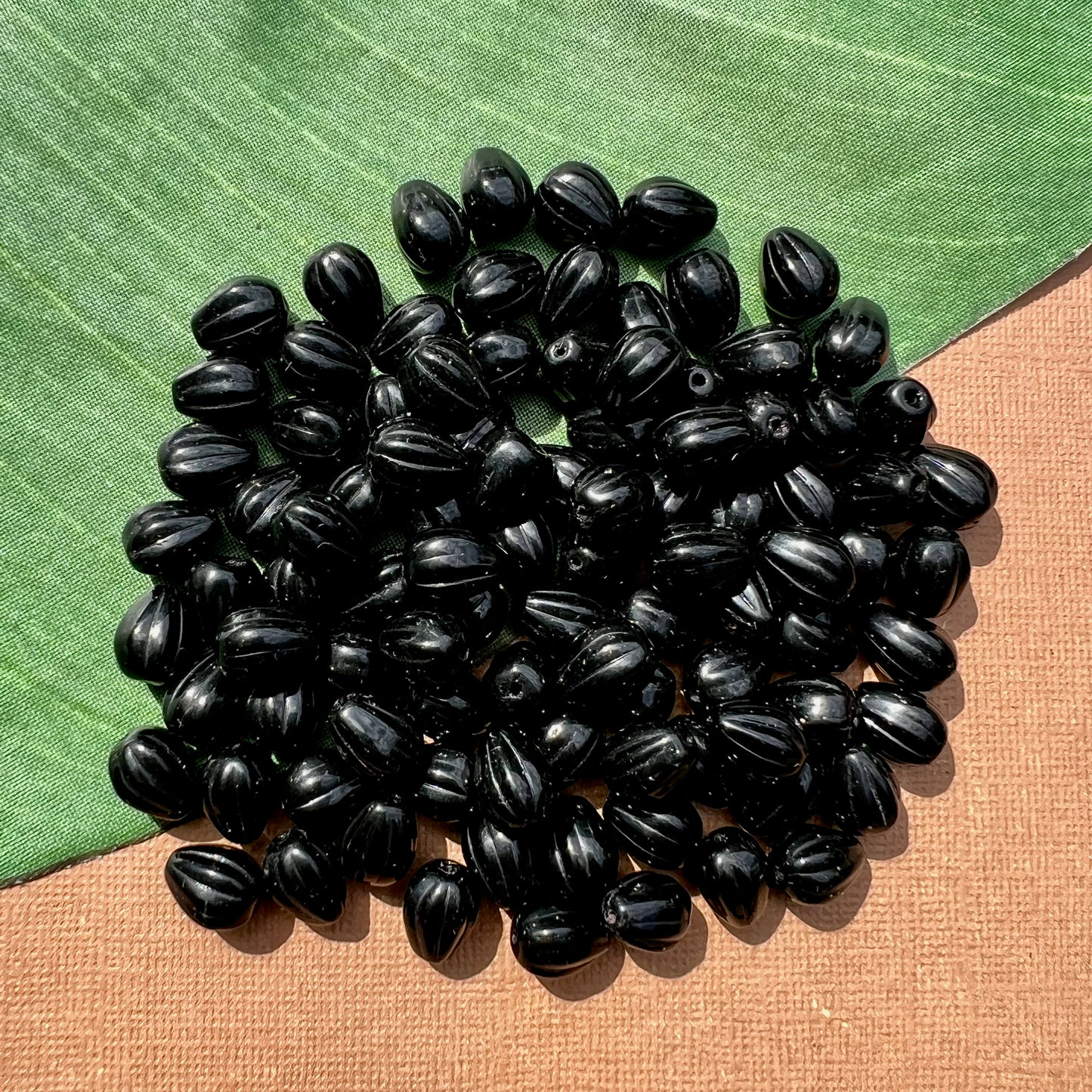 Black Melon Teardrop Beads - 50 Pieces