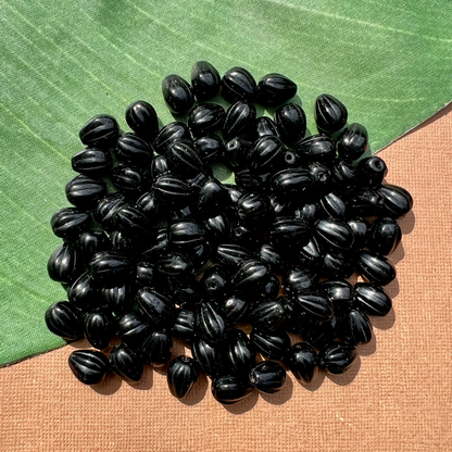 Black Melon Teardrop Beads - 50 Pieces