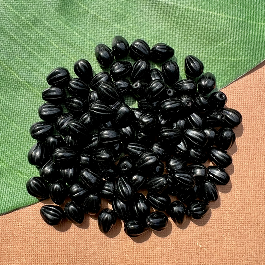 Black Melon Teardrop Beads - 50 Pieces