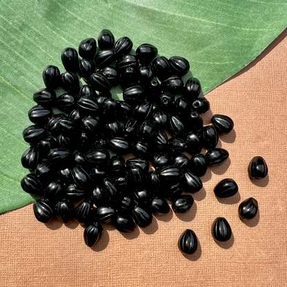 Black Melon Teardrop Beads - 50 Pieces