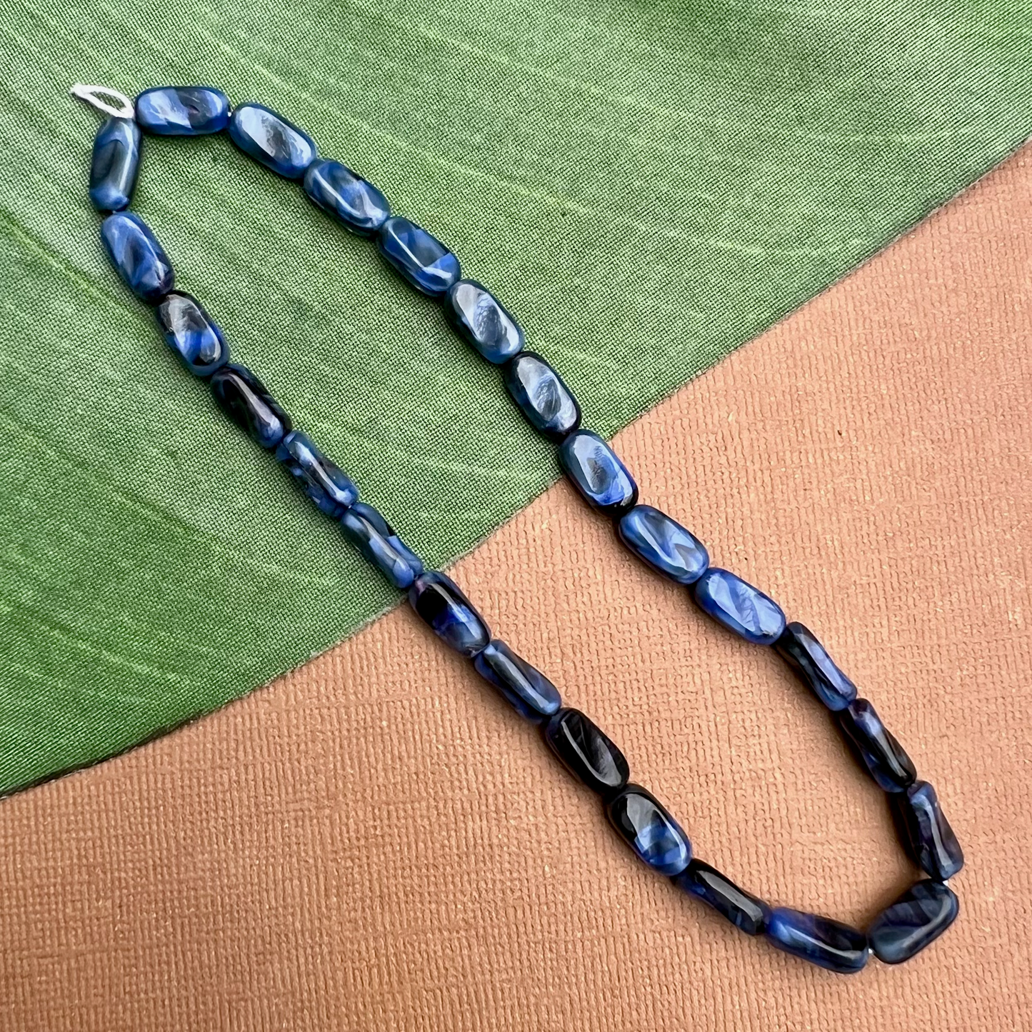 Blue Twisted Rectangle Beads - 50 Pieces