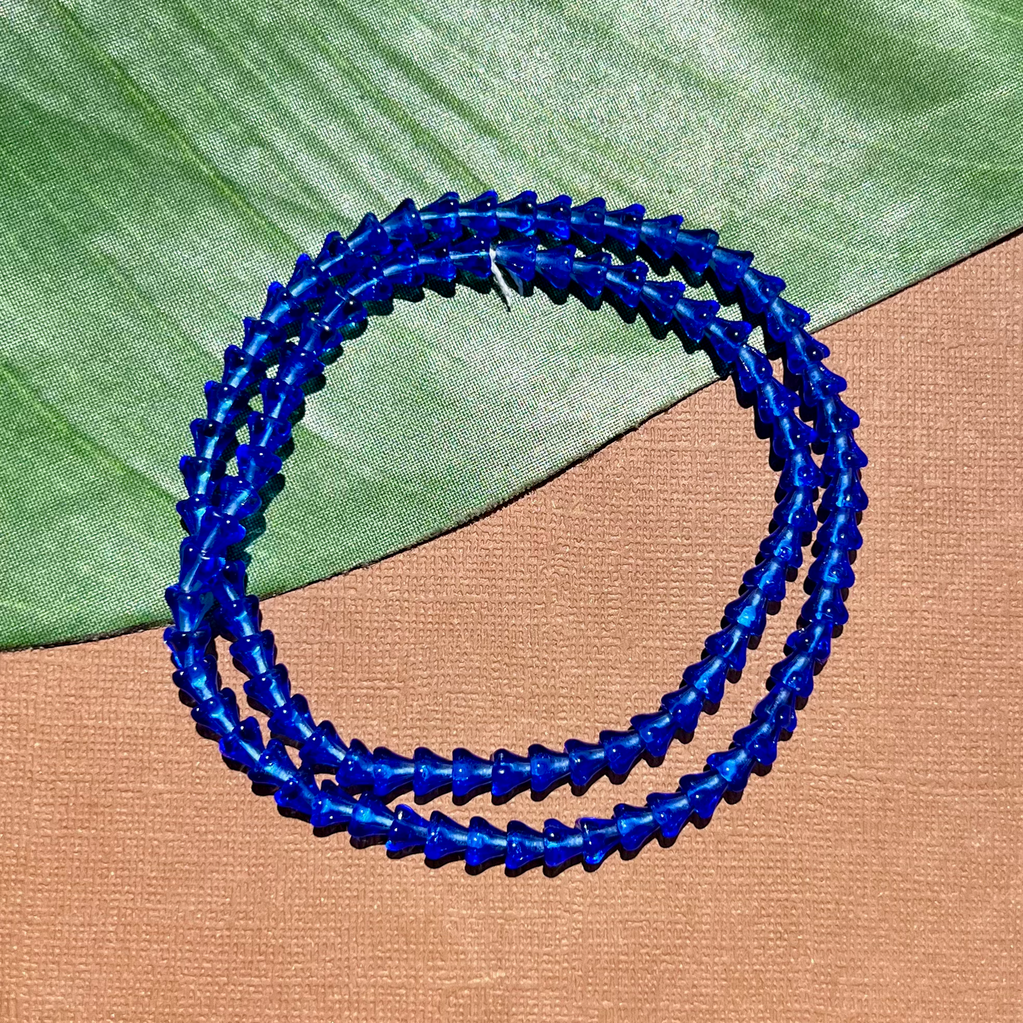 Blue Small Flower Cap Beads - 100 Pieces