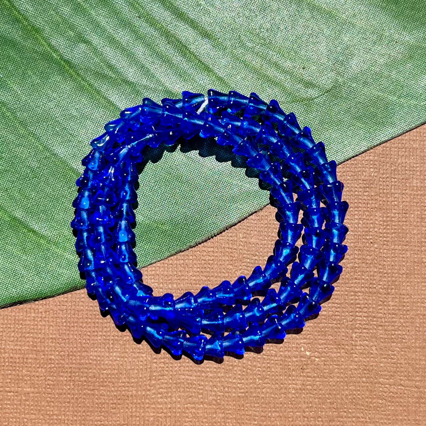 Blue Small Flower Cap Beads - 100 Pieces