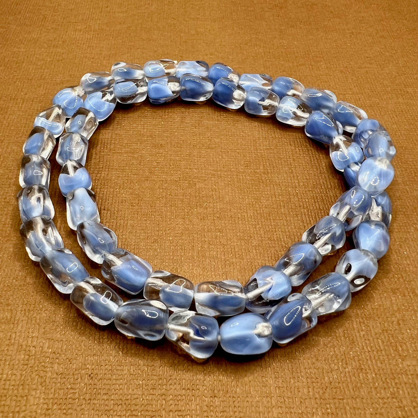 Blue & Crystal Tapered Pentagon Beads - 50 Pieces