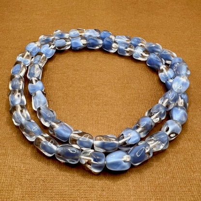 Blue & Crystal Tapered Pentagon Beads - 50 Pieces
