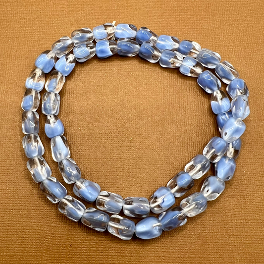 Blue & Crystal Tapered Pentagon Beads - 50 Pieces