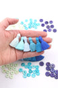 Classic Blue: 6 Mini Tassels, Jewelry Making Supplies, 1.25" Cotton Fringe