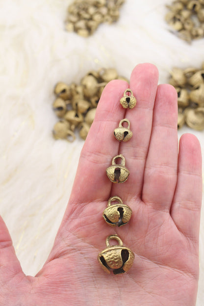 Nepali Jingle: Brass Bells with Clapper, Assorted Sizes, 5 pieces