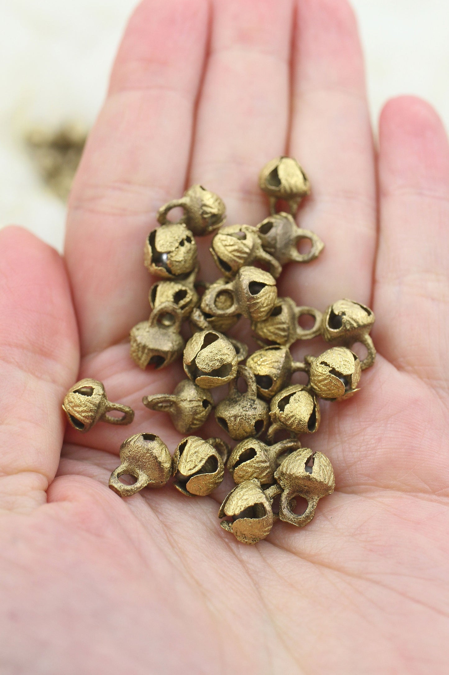 Nepali Jingle: Brass Bells with Clapper, Assorted Sizes, 5 pieces