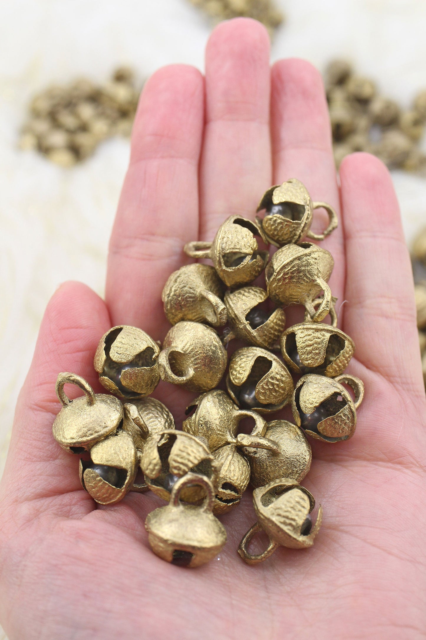 Nepali Jingle: Brass Bells with Clapper, Assorted Sizes, 5 pieces