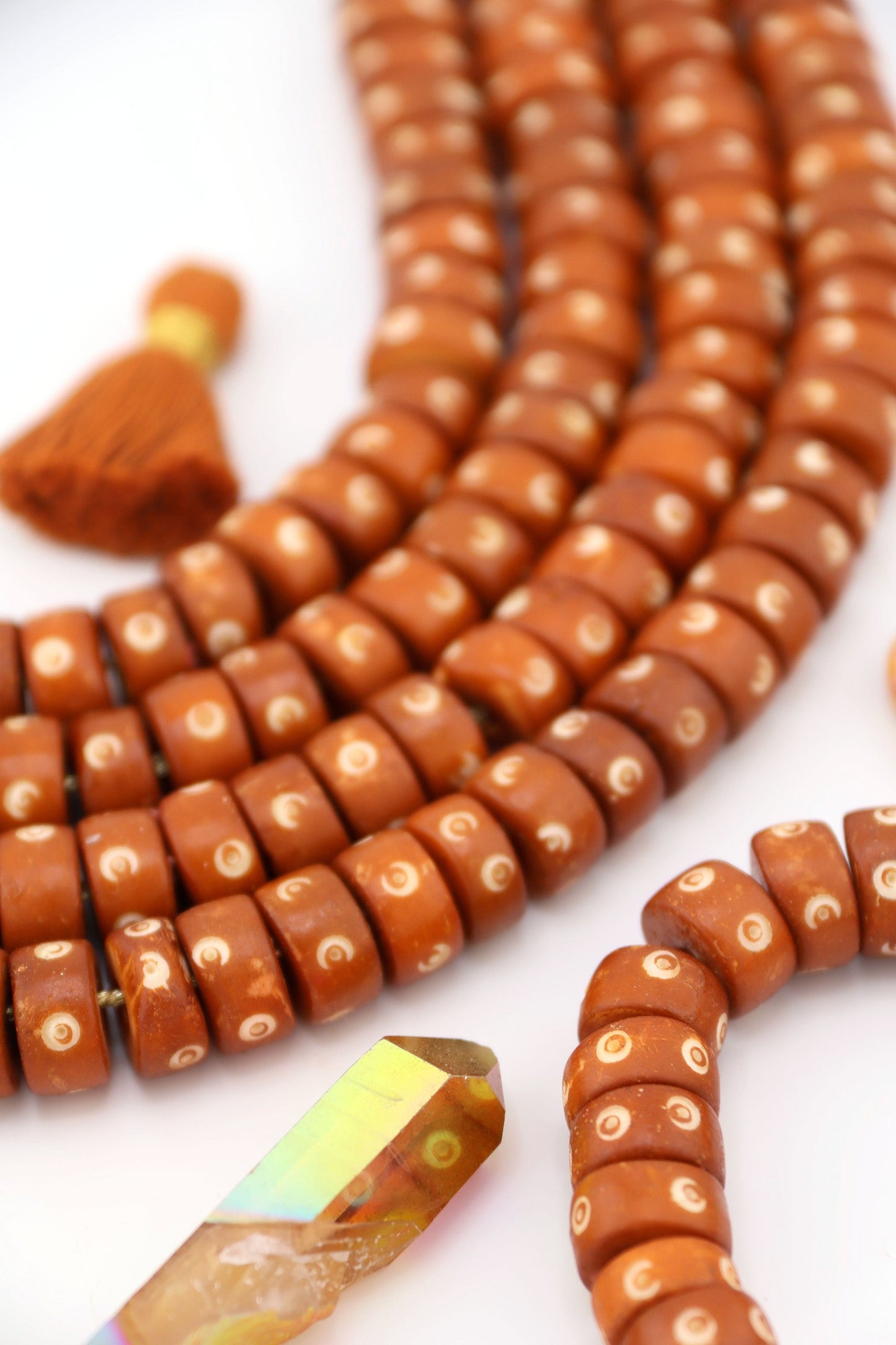 Butterscotch 12x6mm Handmade Rondelle Bone Beads