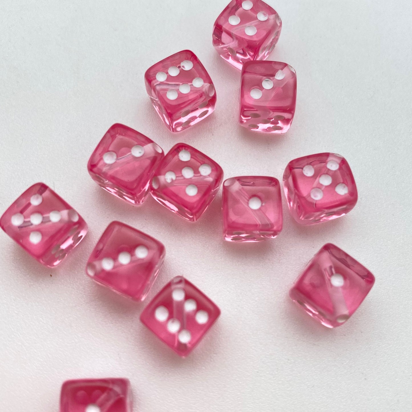Dice Beads 9mm Transparent Pink