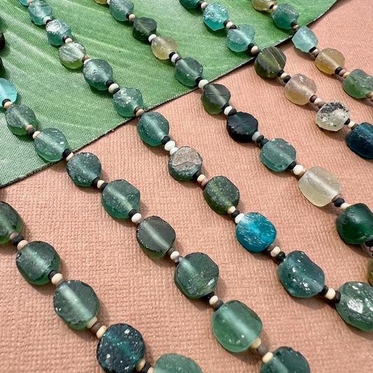 Roman Glass Small 6 to 12mm Coin Bead Strands