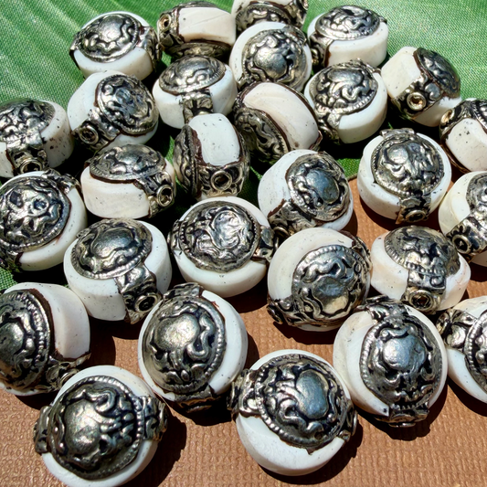 Conch & White Metal Coin Beads