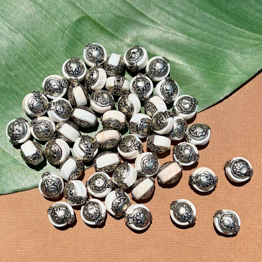 Conch & White Metal Coin Beads