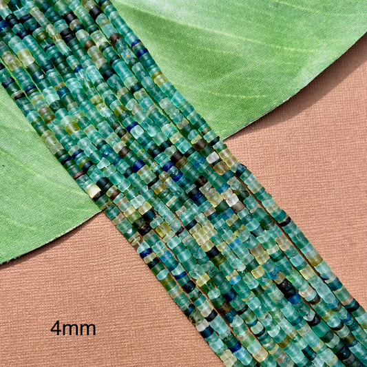 Roman Glass Small Cylinder 4mm & 6mm Bead Strands