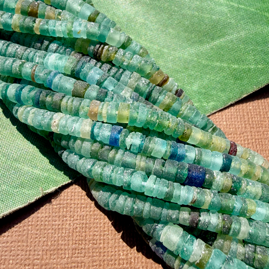 Roman Glass Cylinder 5mm Bead Strands