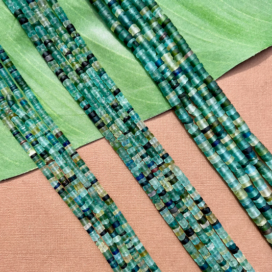 Roman Glass Small Cylinder 4mm & 6mm Bead Strands