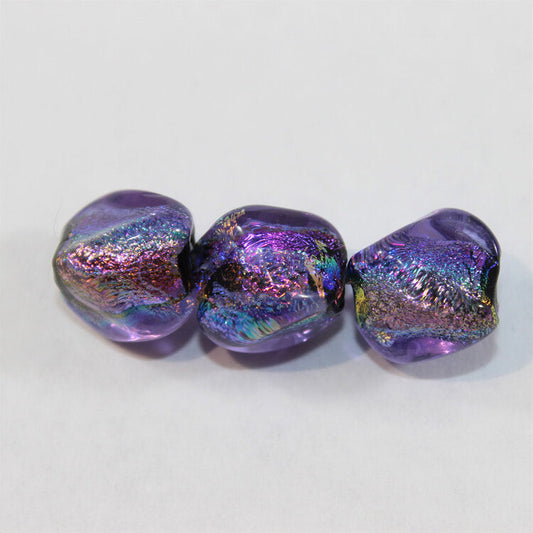 Lavender Rainbow Rhomboid Dichroic Glass Bead