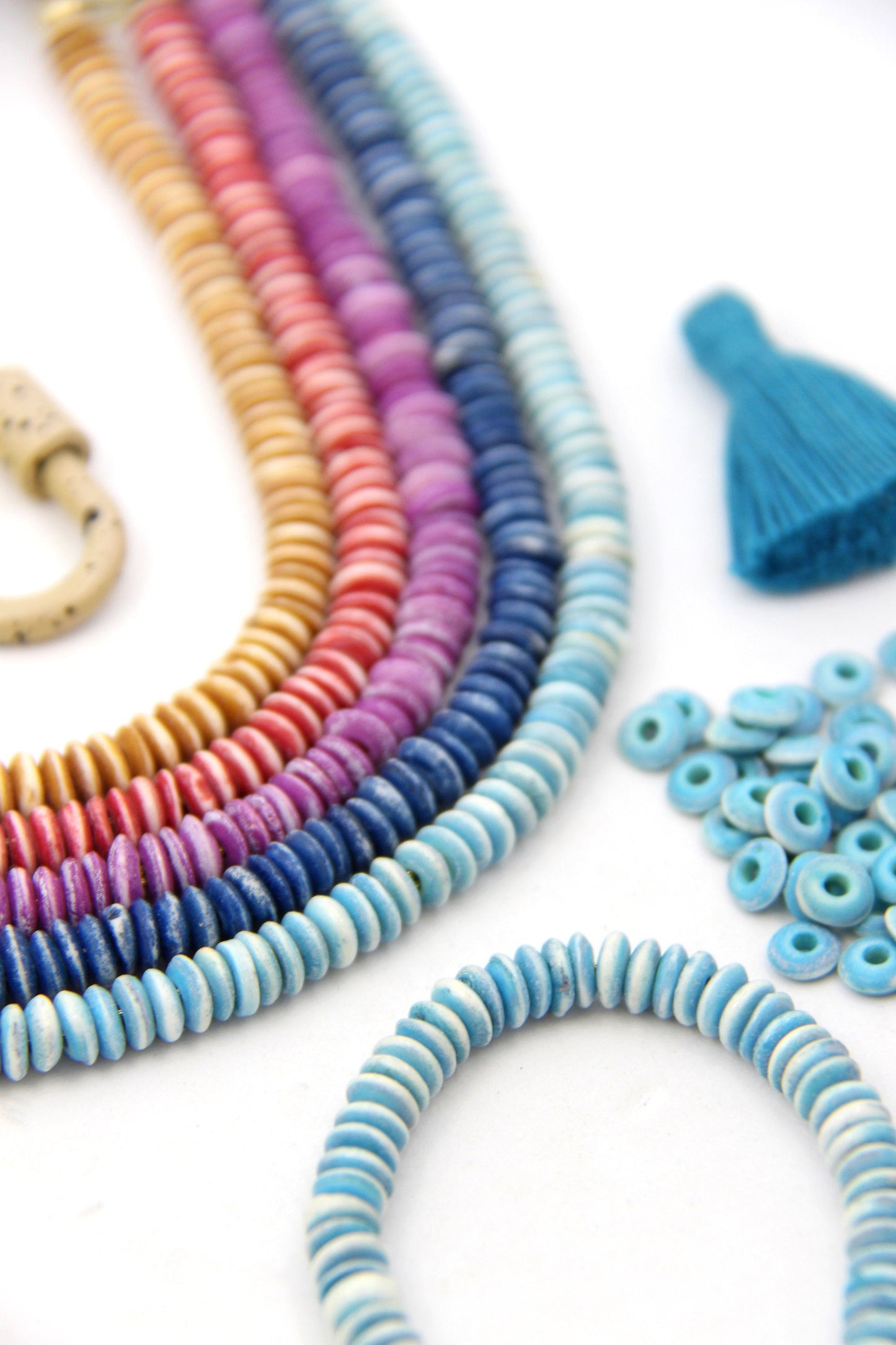 Assorted Earthy Tones: Bone Beads, 6x2mm, Saucer Heishi Discs