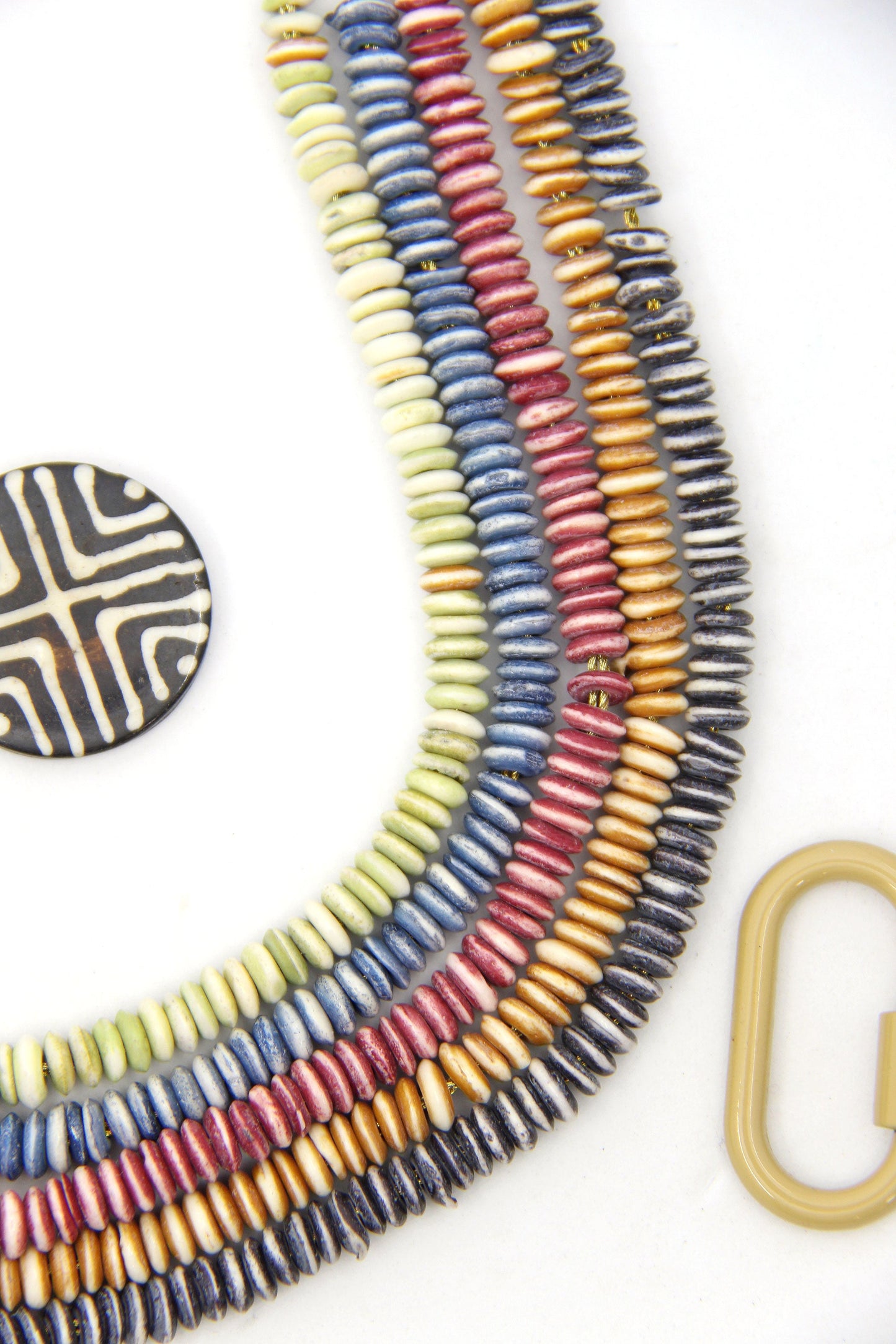 Bead Bundle: Handmade Saucer Heishi Disc Spacer Bone Beads, 6x2mm, 5 Strands & Colors, 400+ Beads