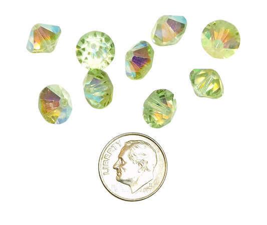 Vintage Swarovski Crystal Beads - Article 5307 - 10mm - Chrysolite AB