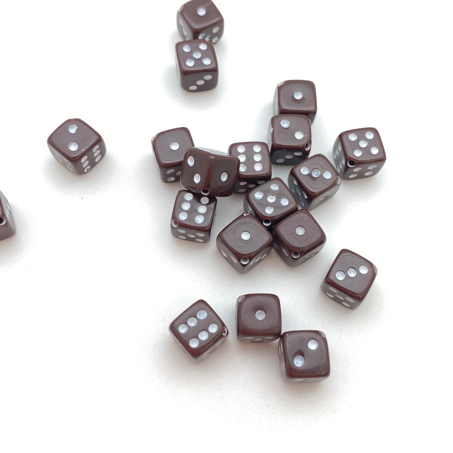 Dice Beads 9mm Dark Brown