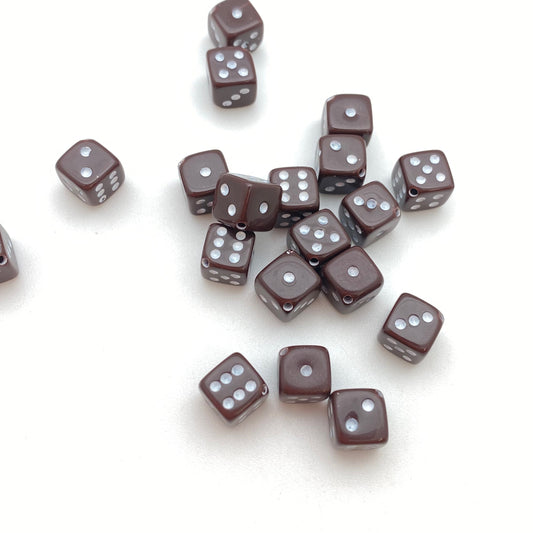 Dice Beads 9mm Dark Brown