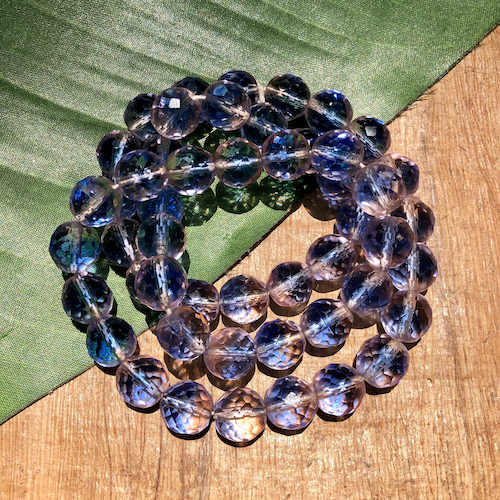 Faceted Clear & Blue Glass - 50 Pieces