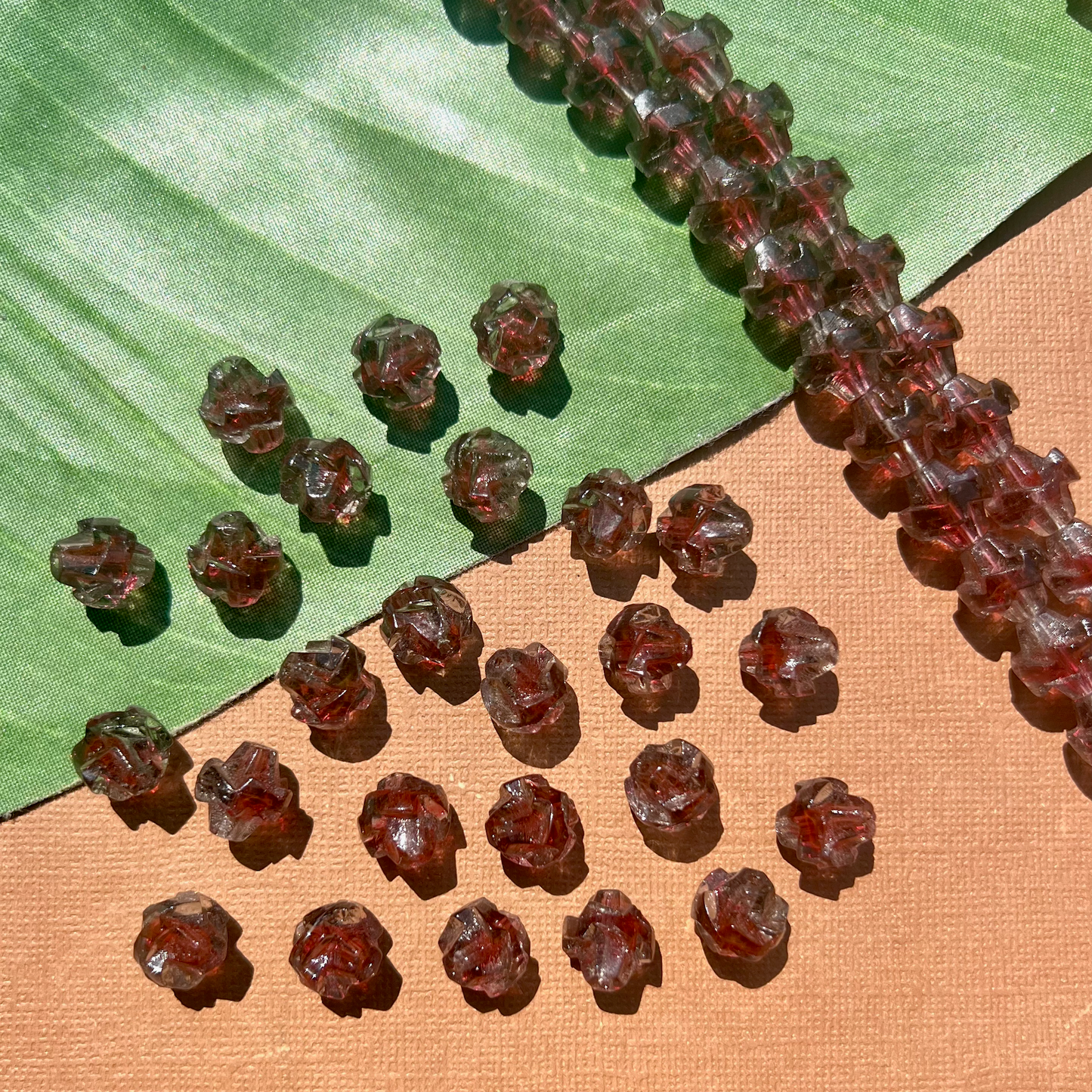 Funky Red & Clear Beads - 50 Pieces