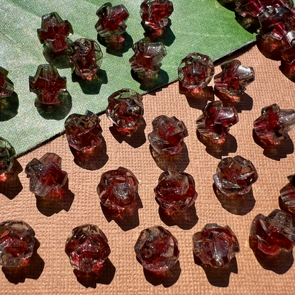 Funky Red & Clear Beads - 50 Pieces