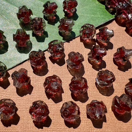Funky Red & Clear Beads - 50 Pieces