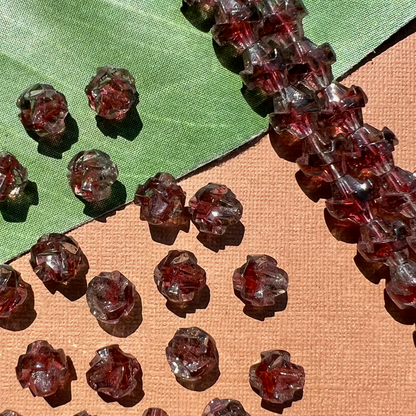 Funky Red & Clear Beads - 50 Pieces