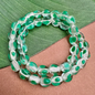 Green & Crystal Dotted 3 Sided Beads - 40 Pieces