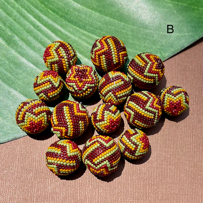 Green Red Orange (Size 15) Beaded Beads