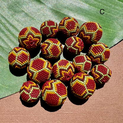 Green Red Orange (Size 15) Beaded Beads