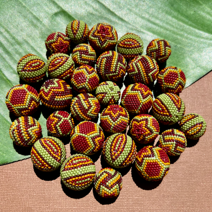 Green Red Orange (Size 15) Beaded Beads