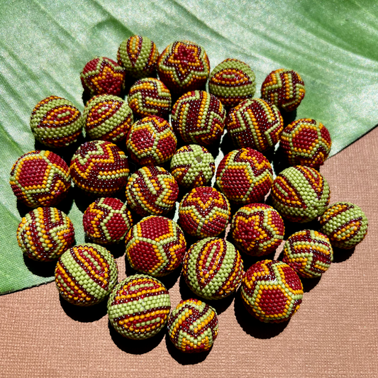 Green Red Orange (Size 15) Beaded Beads