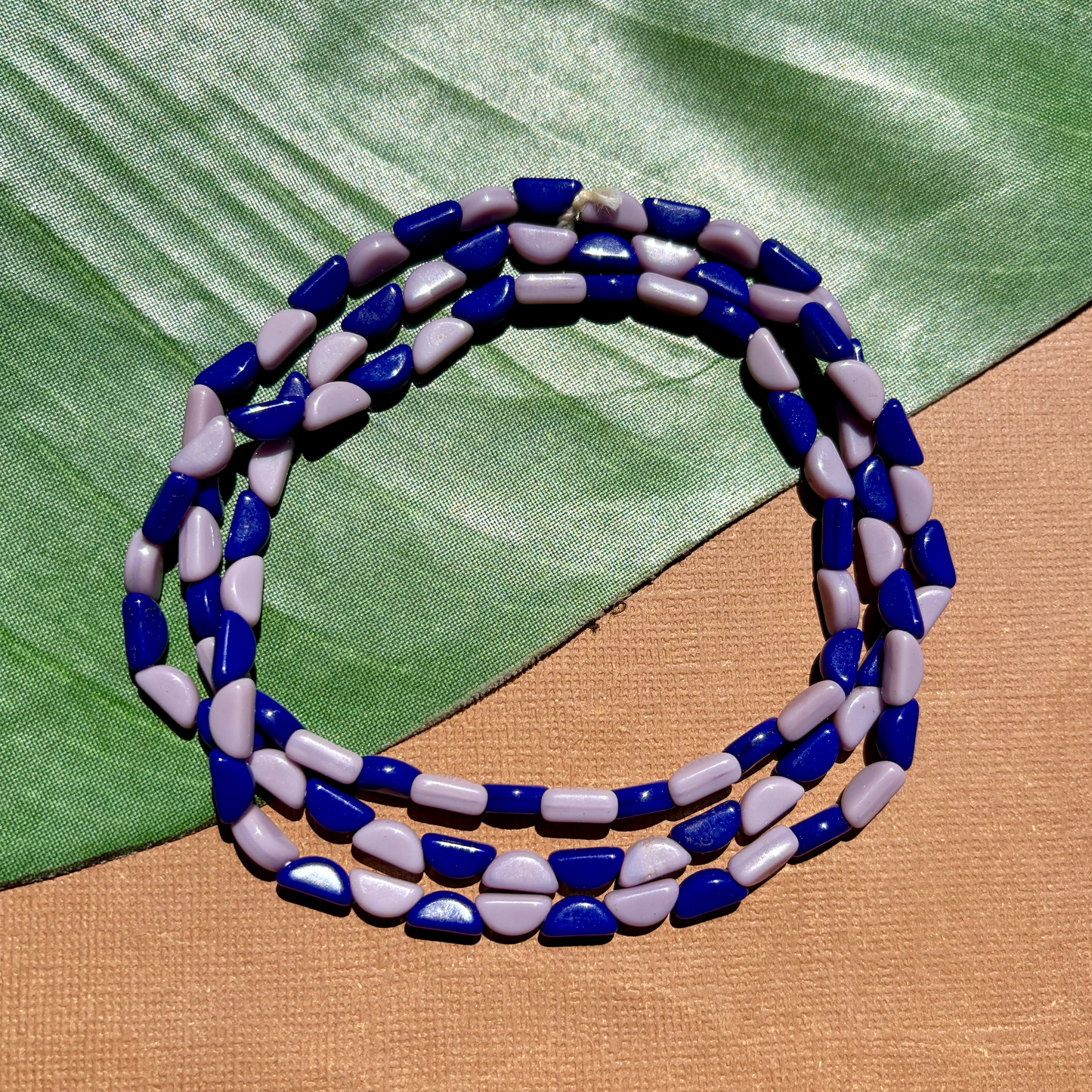 Blue & Lavender Half Circle Beads - 100 Pieces