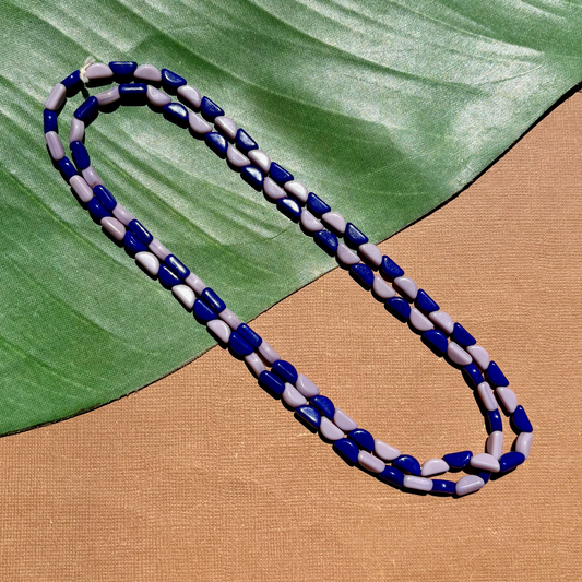 Blue & Lavender Half Circle Beads - 100 Pieces