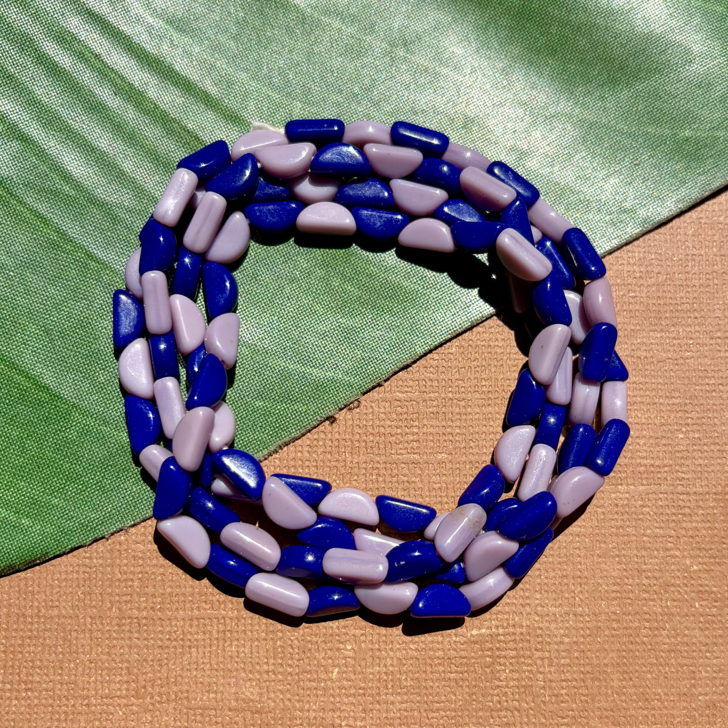 Blue & Lavender Half Circle Beads - 100 Pieces