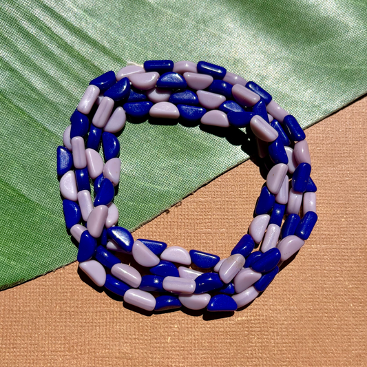 Blue & Lavender Half Circle Beads - 100 Pieces