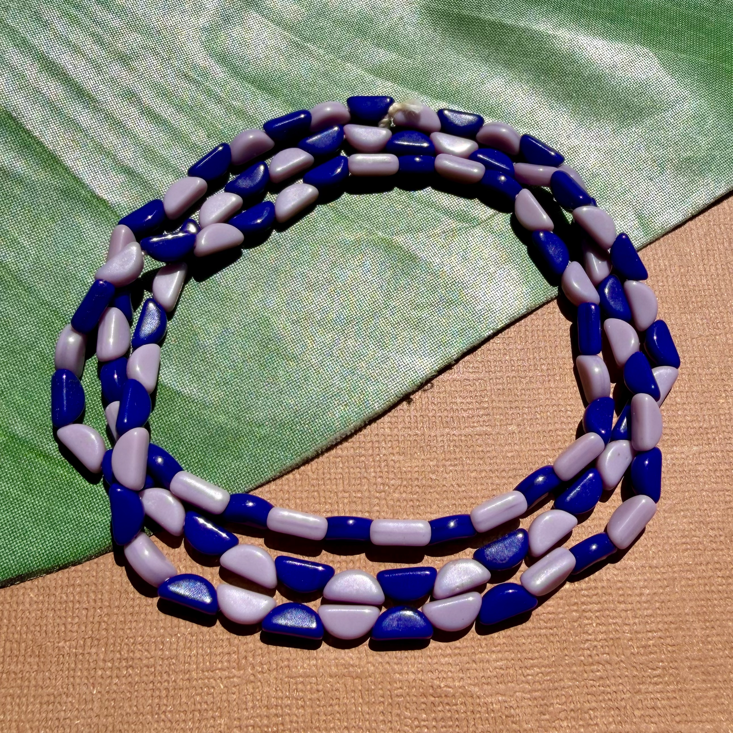 Blue & Lavender Half Circle Beads - 100 Pieces