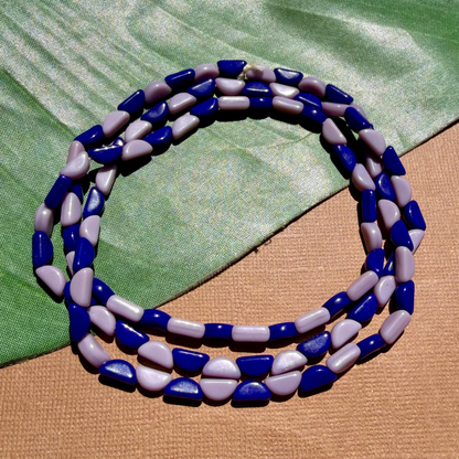 Blue & Lavender Half Circle Beads - 100 Pieces