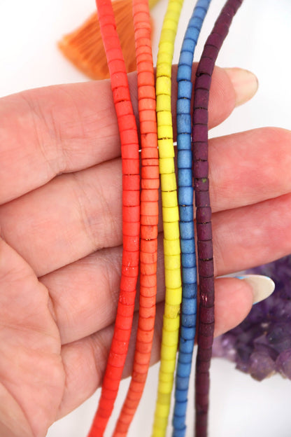 Bead Bundle: Harvest Moon Inspired Handmade Heishi Bone Beads, 4x3mm, 5 Strands & Colors, 400+ Beads