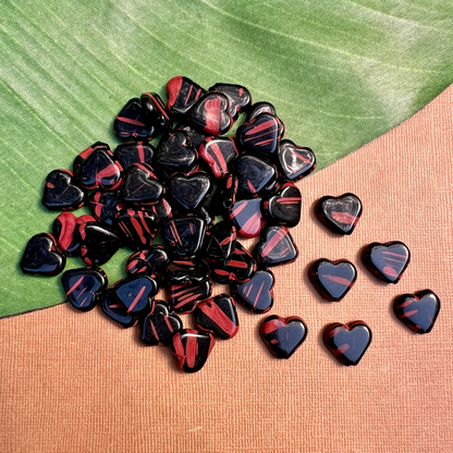Black & Red Heart Beads - 50 Pieces
