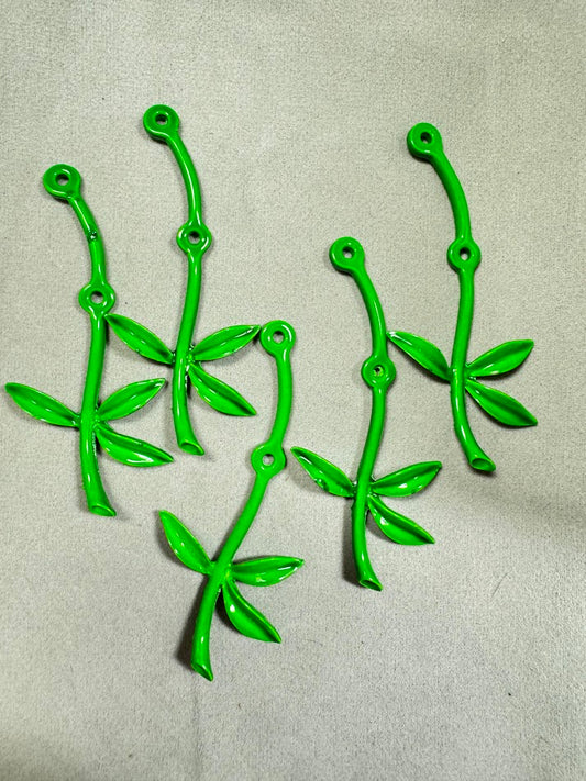 Enamel Flower Stem with Leaves Vintage 3”