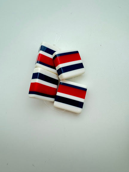 Layered Square 25mm Red, Blue, White