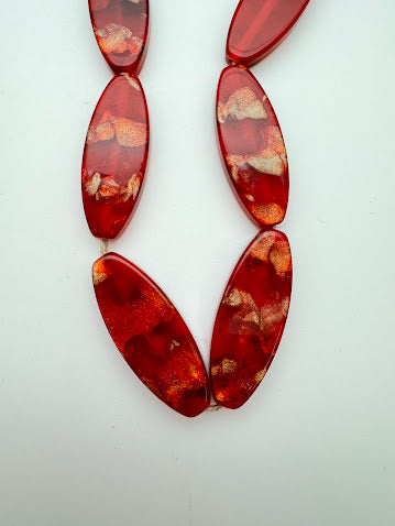 Flat Oval 40mm Red Goldstone