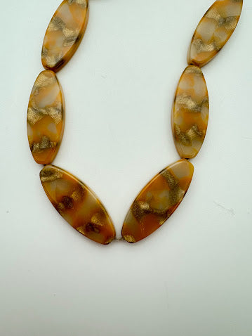 Flat Oval 40mm Amber Goldstone